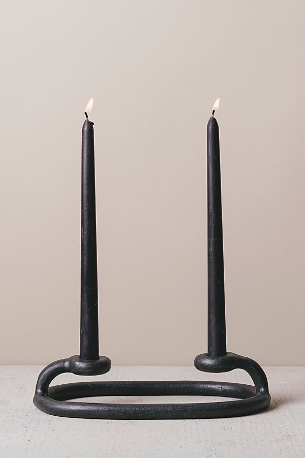 Sin Ceramic Duo Candlestick Holder In Black