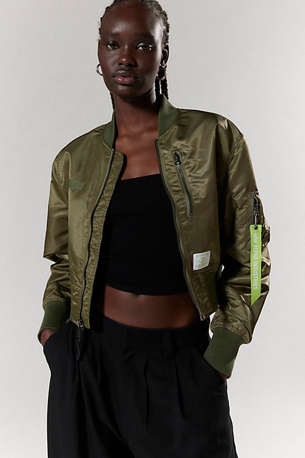 Alpha Industries Uo Exclusive L-2b Cropped Bomber Jacket In Green, Women's At Urban Outfitters