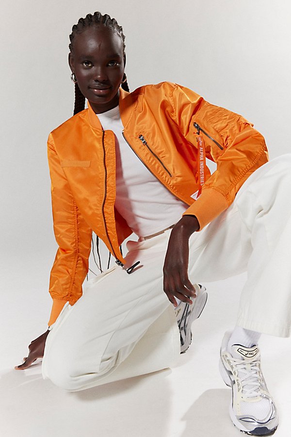 Alpha Industries Uo Exclusive L-2b Cropped Bomber Jacket In Orange, Women's At Urban Outfitters