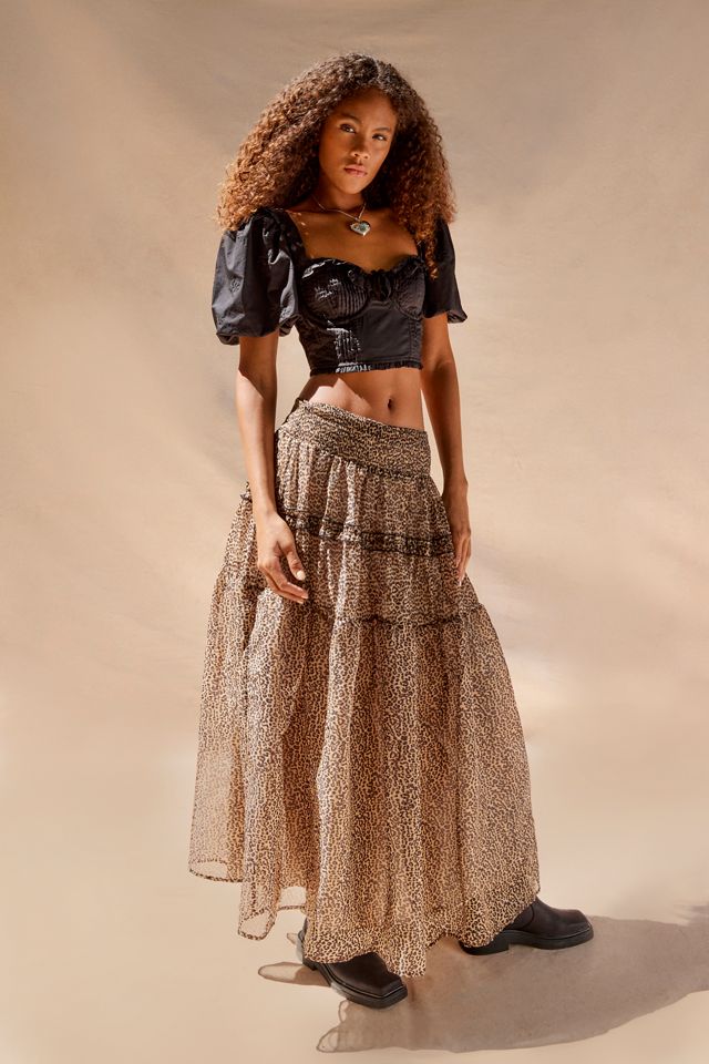 For Love & Lemons Maye Puff Sleeve Cropped Top | Urban Outfitters