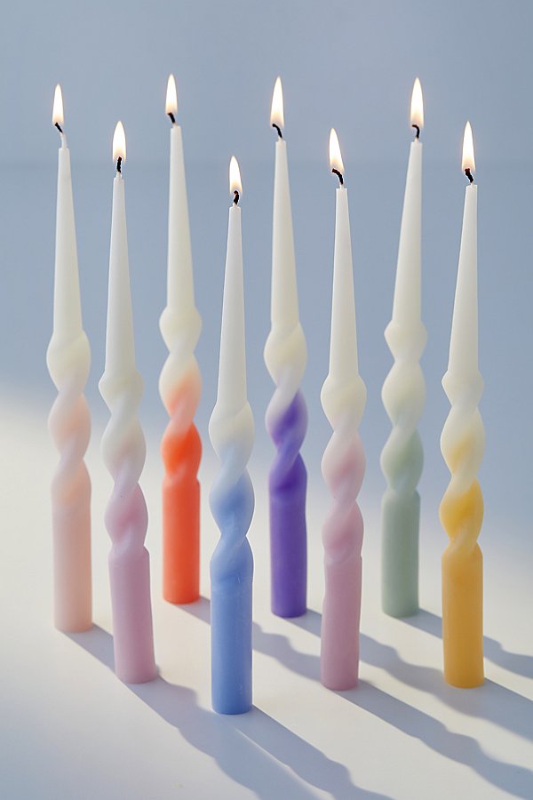 Meri Meri Rainbow Twisted Taper Candle In Assorted