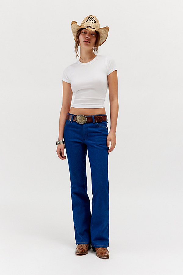 Shop Wrangler Westward Mid-rise Bootcut Jean In Rinsed Denim, Women's At Urban Outfitters