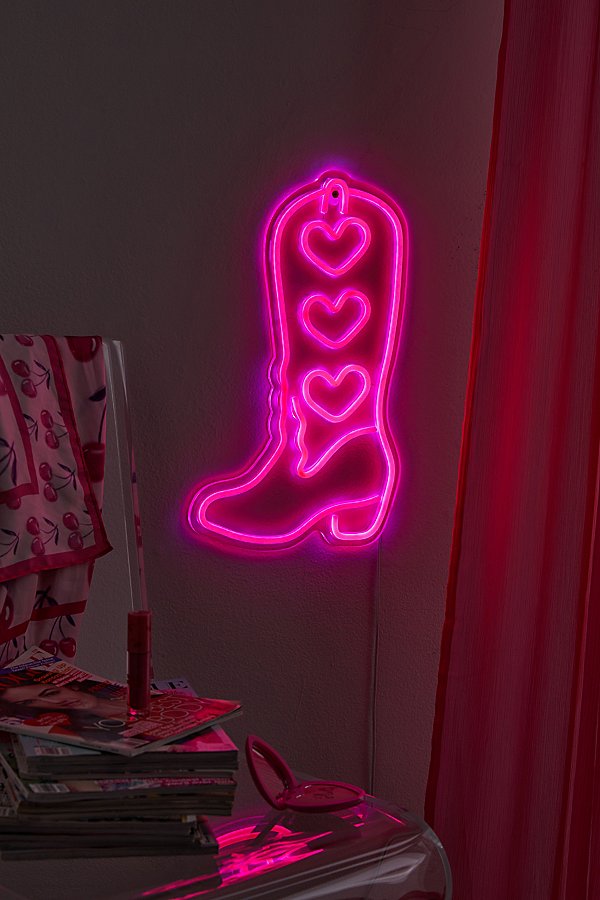 Shop Urban Outfitters Cowgirl Boot Neon Sign In Pink At