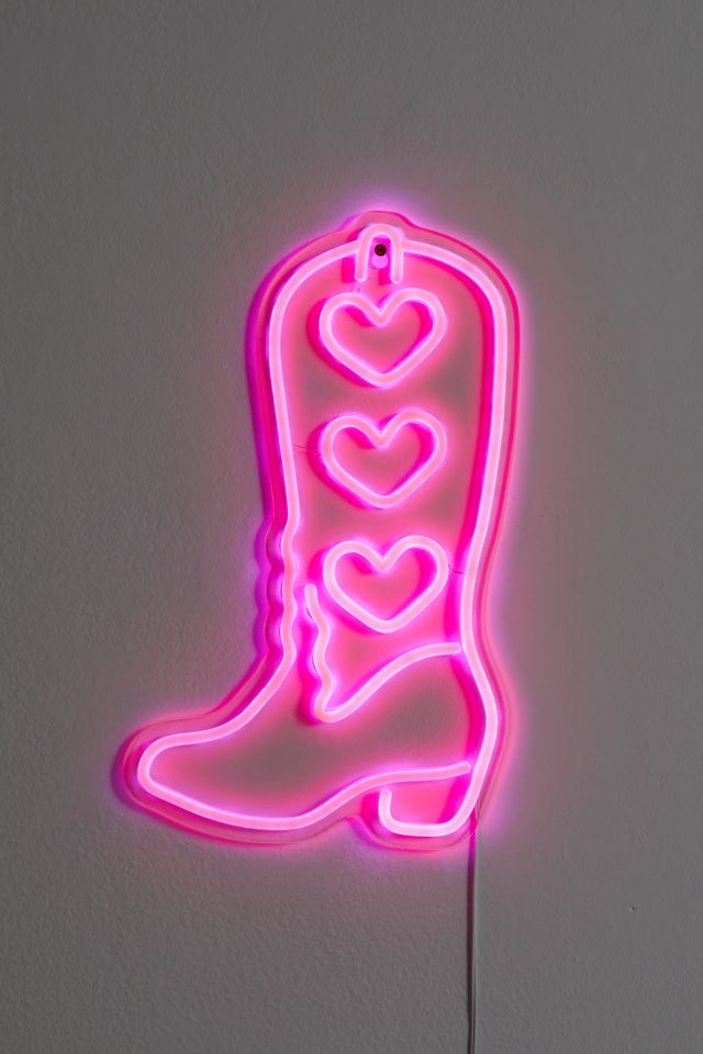 Enseigne fluo en forme de botte de cow-girl #2
