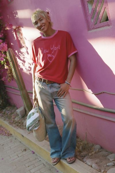 BDG SLACKER RELAXED FLARE JEAN IN VINTAGE DENIM LIGHT, MEN'S AT URBAN OUTFITTERS 