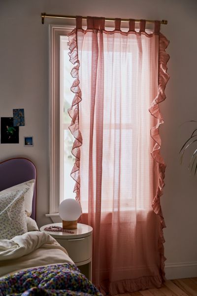 Shop Urban Outfitters Ruffle Gauze Window Panel In Pearl At