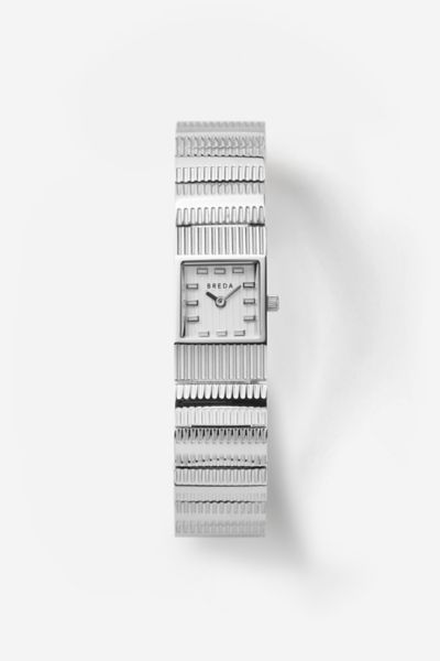 Breda Groove Metal Bracelet Watch In Silver