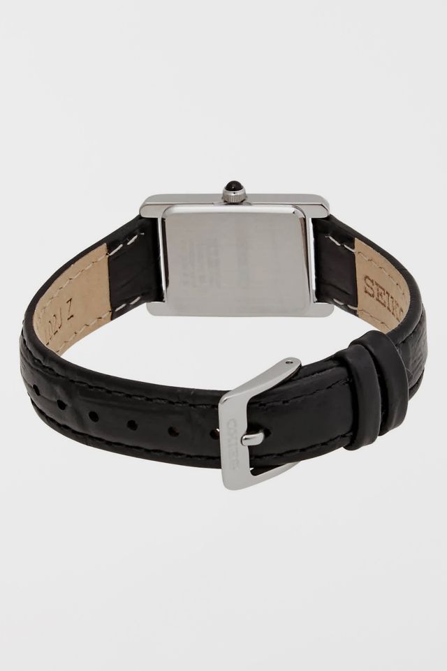Seiko Quartz White Dial Black Leather Watch SWR053 #2
