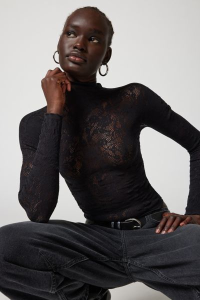 Out From Under Divine Sheer Lace Cutout Top In Black, Women's At Urban Outfitters