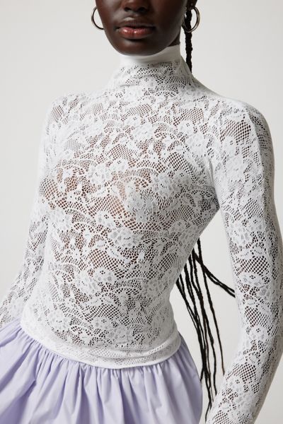 Out From Under Divine Sheer Lace Cutout Top In White, Women's At Urban Outfitters
