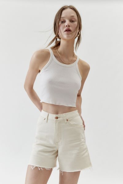 Shop Wrangler Cowboy Denim Short In Ivory, Women's At Urban Outfitters