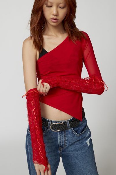 Urban Outfitters Lace-up Opera Glove In Red