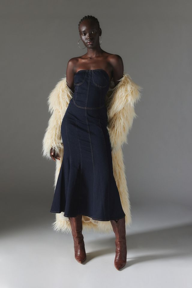 Silence + Noise Trinity Denim Strapless Midi Dress #2