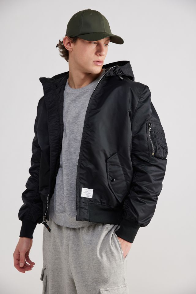 Alpha Industries L-2B Hooded Gen II Flight Jacket in Black, Men's at Urban Outfitters