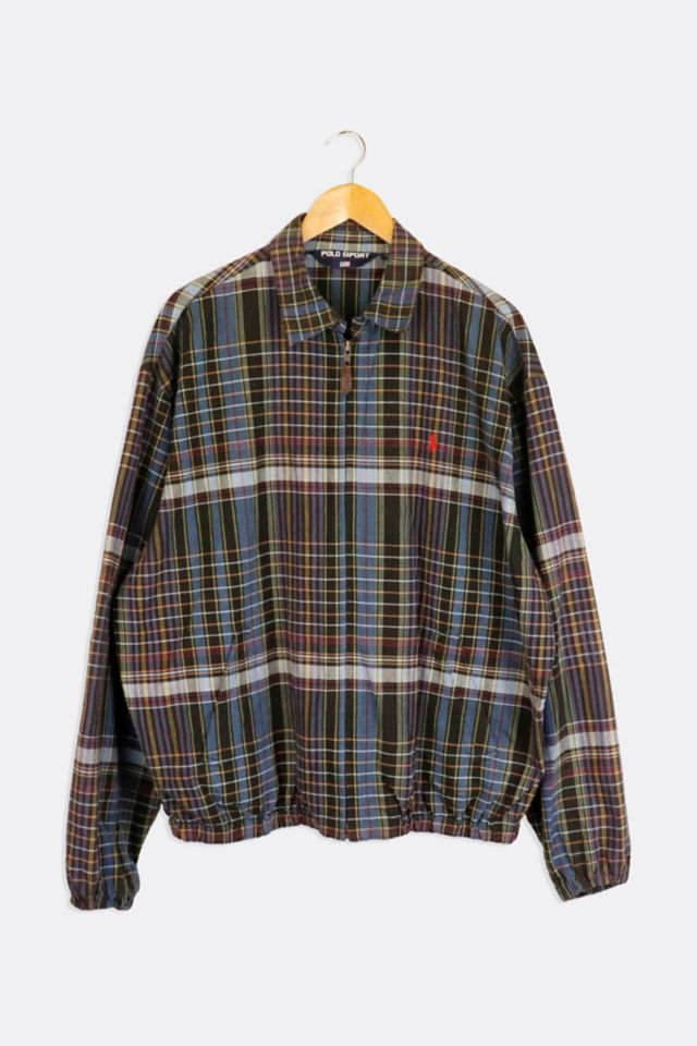 Vintage Polo By Ralph Lauren Full Zip Plaid Leather Zip Jacket | Urban ...