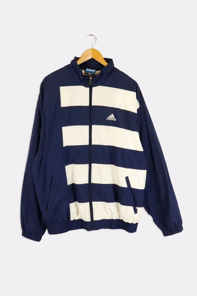 Vintage Adidas Light Weight Blue White Striped Jacket | Urban Outfitters