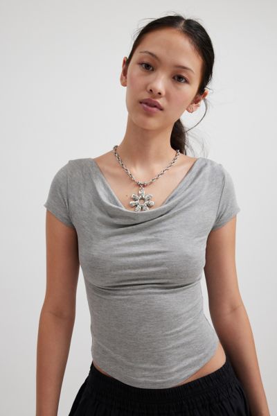 Silence + Noise Lara Cowl Neck Cropped Top