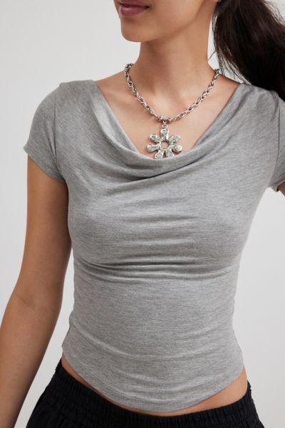 Silence + Noise Lara Cowl Neck Cropped Top
