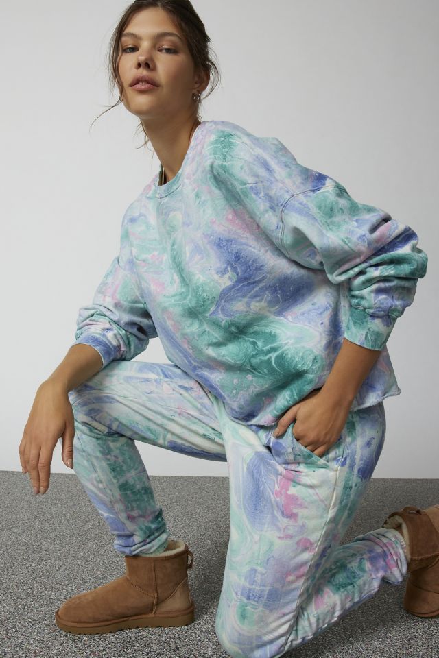 ASOS DESIGN tie dye lounge pajama set in blue