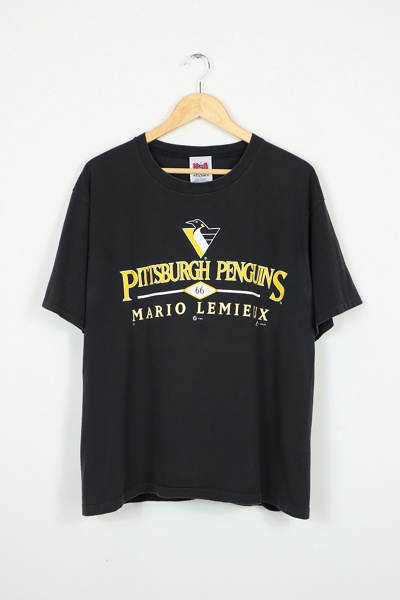 T-shirt Vintage Mario Lemieux – Pittsburgh Penguins, Blanc, Taille L, Années 90