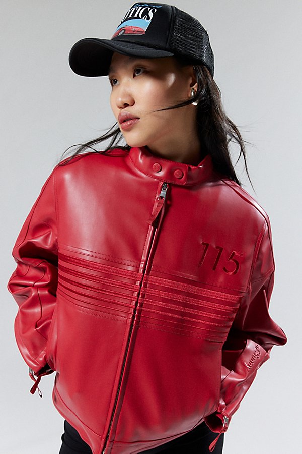 Shop House Of Sunny The Racer Faux Leather Moto Jacket In Red, Women's At Urban Outfitters