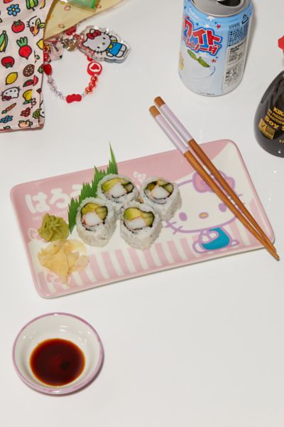 Urban Outfitters Sanrio Hello Kitty 3-piece Ceramic Sushi Set In Pink