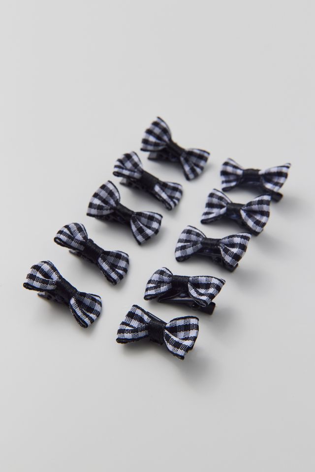 Mini Plaid Hair Bow Clip Set #1