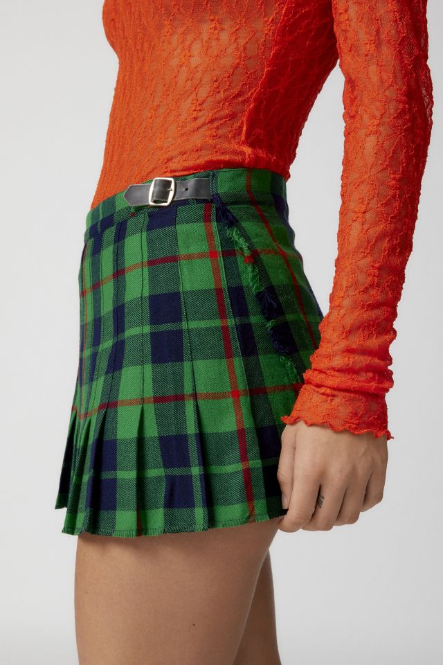 Urban Renewal Remade Super Mini Plaid Pleated Skirt