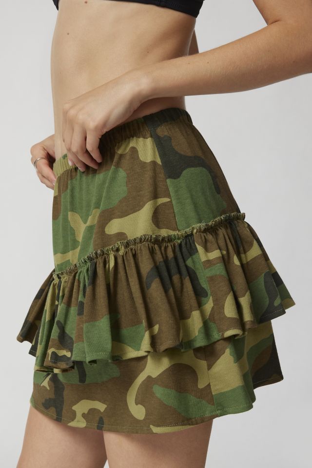 Urban Renewal Remnants Camo Ruffle Mini Skirt