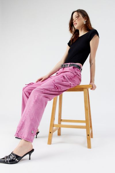 PISTOLA BOBBI MID-RISE LOOSE STRAIGHT CARGO JEAN IN PINK, WOMEN'S AT URBAN OUTFITTERS
