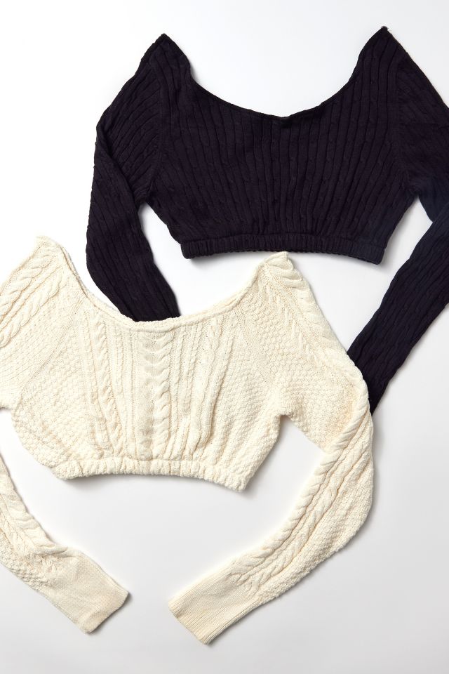 Urban Renewal Remade Cropped Cableknit Scoop Neck Sweater #1