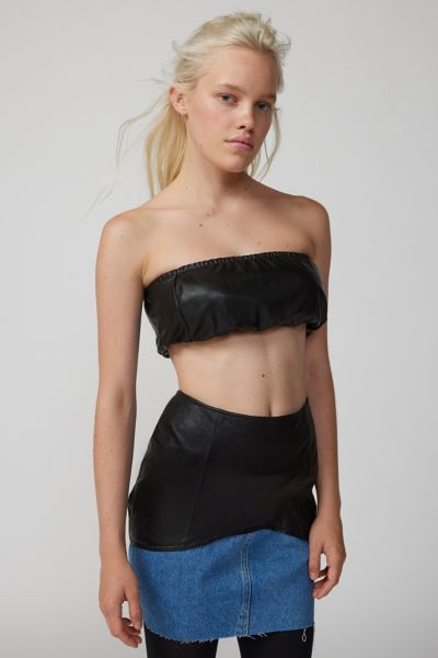 Urban Renewal Remade Leather Tube Top In Black