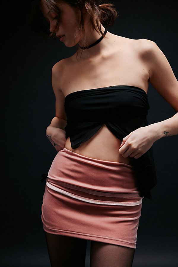 Zemeta Pick Up Velvet Mini Skirt In Pink, Women's At Urban Outfitters