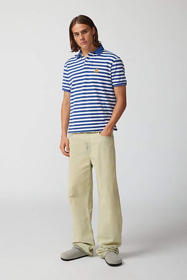 Urban Renewal Remade Cropped Striped Polo Shirt In Blue