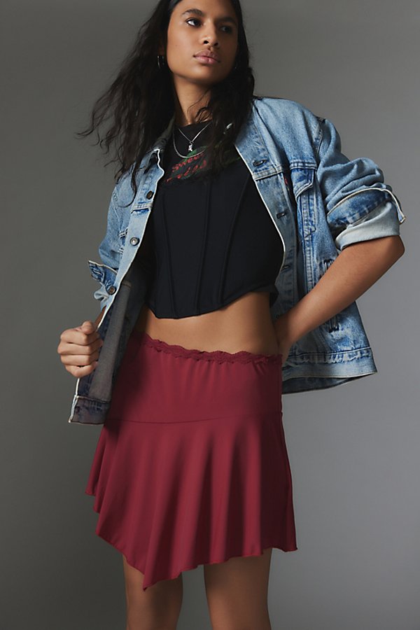 Motel Lula Asymmetrical Mini Skirt In Red, Women's At Urban Outfitters