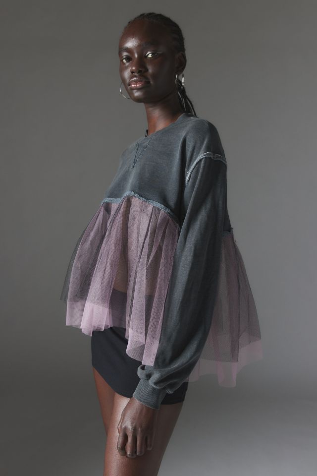 Silence + Noise Anastasia Tulle Sweatshirt | Urban Outfitters Canada