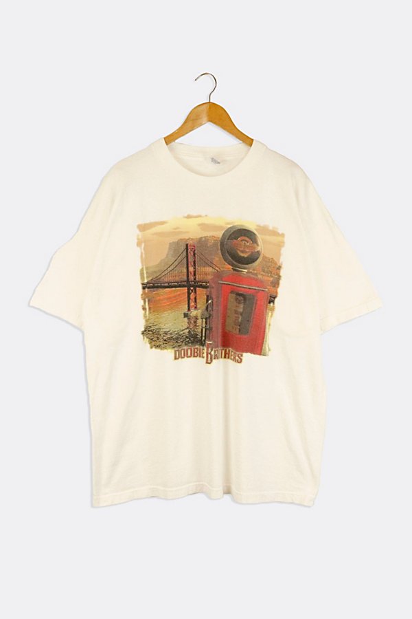 Shop Urban Outfitters Vintage Doobie Brothers San Fransico Gas Pump Graphic T Shirt Top In White, Men's At Urban Outfitter