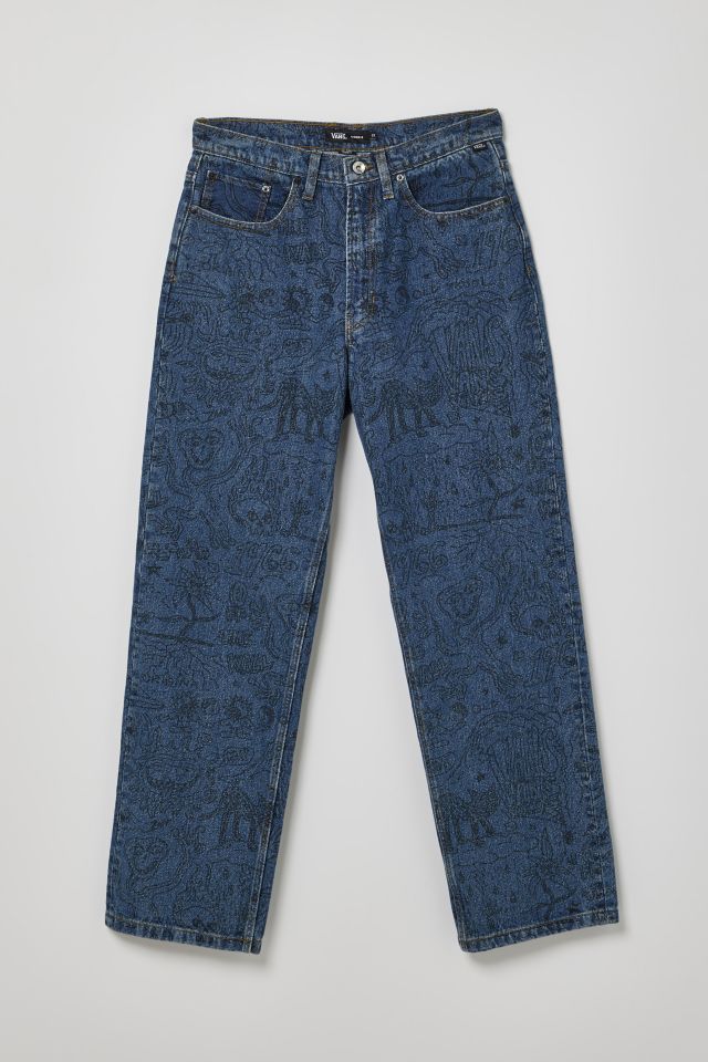 Check-5 Printed Loose Denim Pants