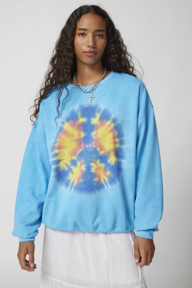 Urban Renewal Remade Peace Sign Dye Crew Neck Sweatshirt | Urban Outfitters