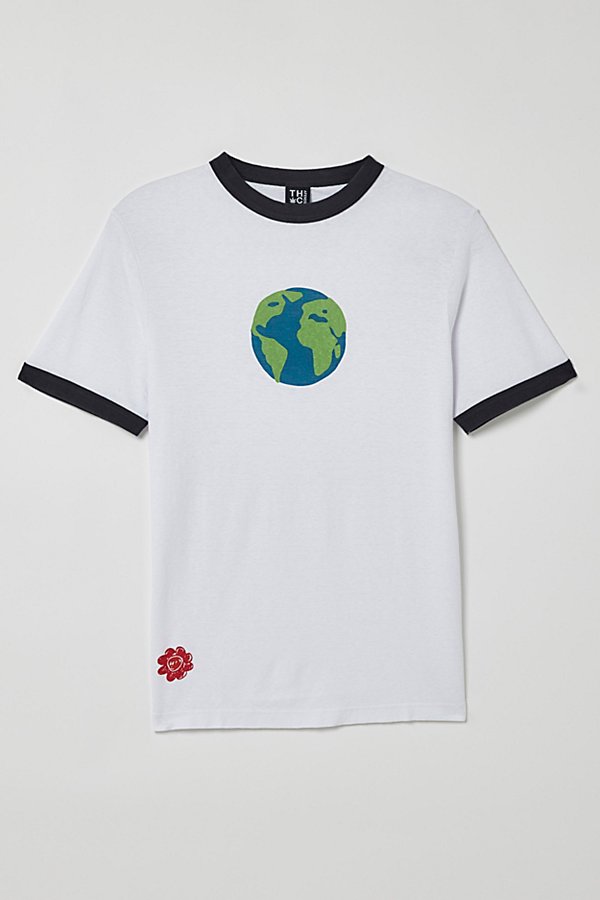 AFENDS AFENDS WORLD HEMP RINGER TEE IN WHITE, MEN'S AT URBAN OUTFITTERS