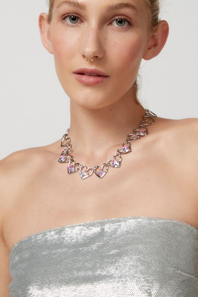 Hearts Statement Necklace Urban Outfitters