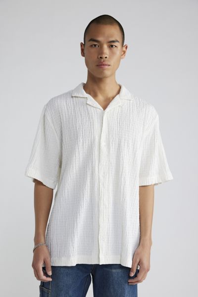 AFENDS AFENDS CALM HEMP CUBAN BUTTON-DOWN SHIRT TOP IN WHITE, MEN'S AT URBAN OUTFITTERS