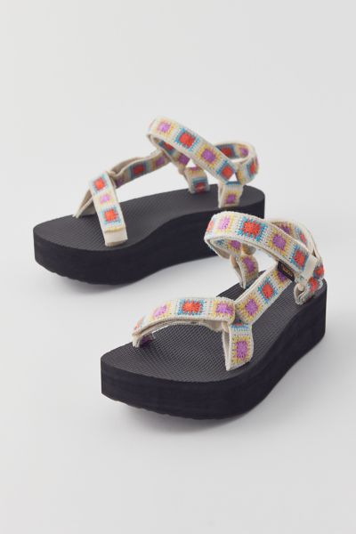 TEVA FLATFORM UNIVERSAL CROCHET SANDAL IN EXPLORE, WOMEN'S AT URBAN OUTFITTERS