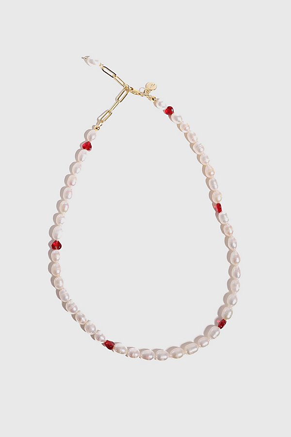 JOEY BABY AKARI READ HEART CHOKER NECKLACE IN RED, WOMEN'S AT URBAN OUTFITTERS
