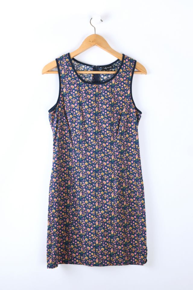 Vintage Y2k Dark Blue & Pink Printed Mini Dress | Urban Outfitters