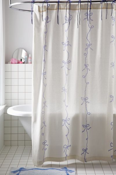 Molly Icon Striped Patterned Shower Curtain
