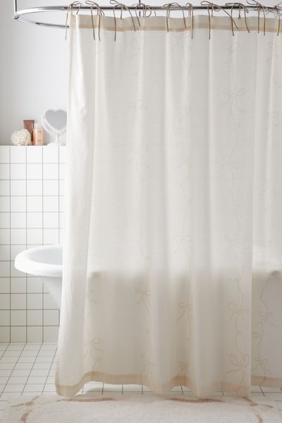 Urban Outfitters Lacey Bows Shower Curtain In Neutral At  In Neutral