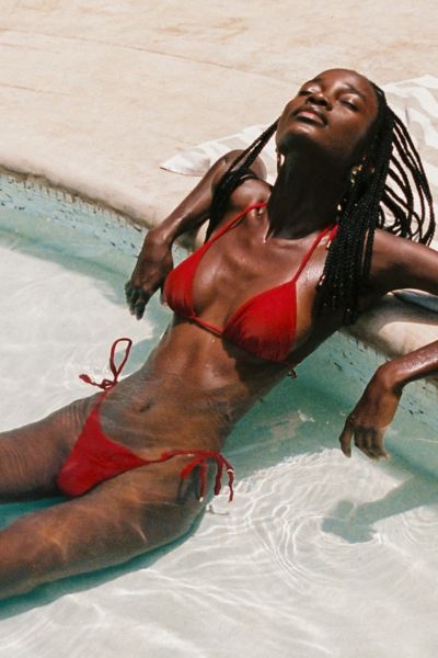 Sunkissed Le Triangle String Bikini Top In Red, Women's At Urban Outfitters In Red