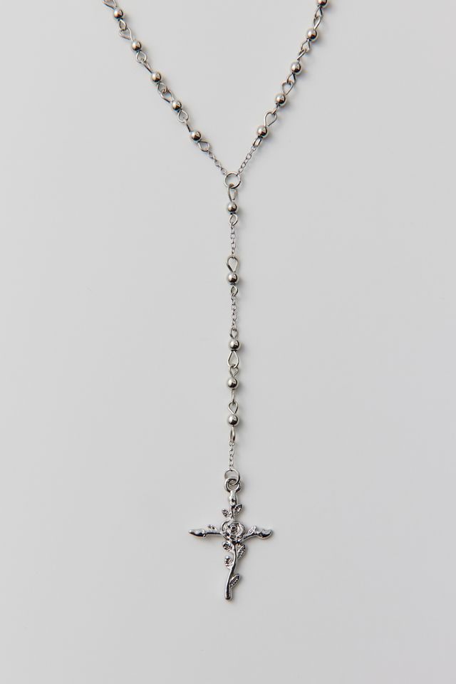 Rose Cross Lariat Necklace Urban Outfitters