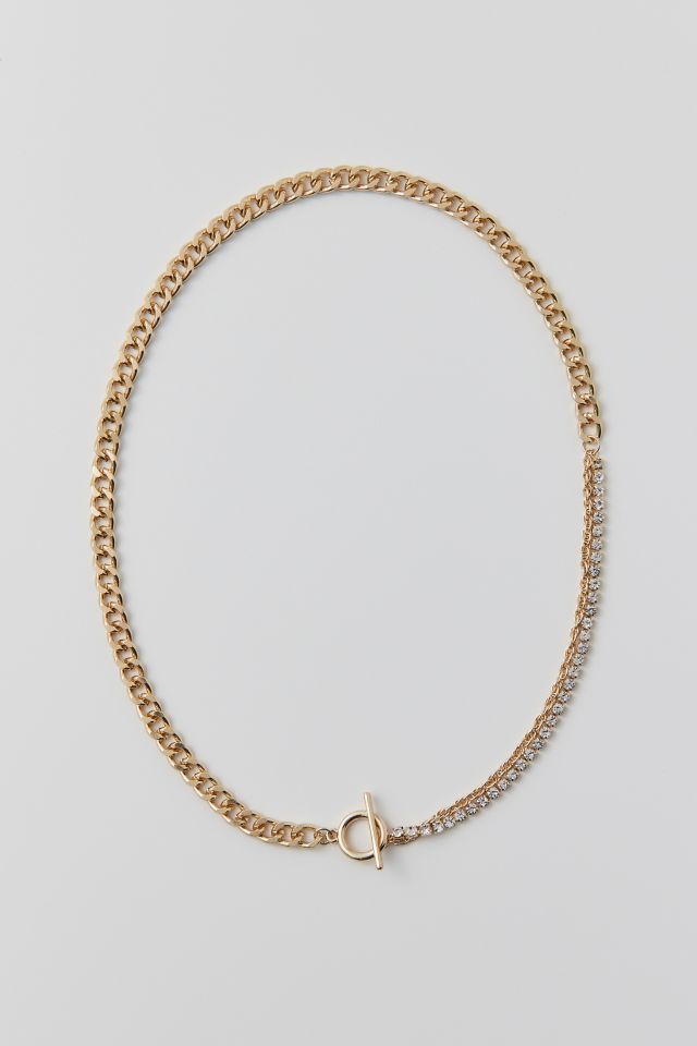 Rhinestone Toggle Curb Chain Necklace #2